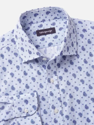 Camicia in popeline stampato blu