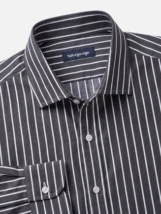 Camicia in popeline a righe grigio antracite