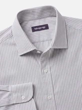 Camicia in popeline a righe grigio chiaro