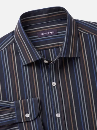 Camicia in popeline a righe nere