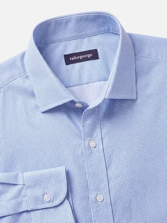Camicia in popeline elasticizzato stampato blu