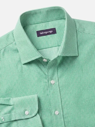 Camicia in twill a quadri verdi facile da stirare