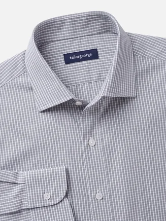 Camicia in popeline a quadri grigi facile da stirare