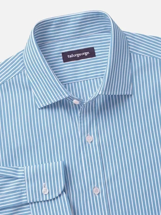 Camicia in popeline a righe azzurre facili da stirare