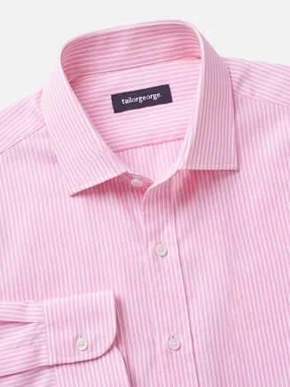 Camicia in popeline a righe rosa facile da stirare