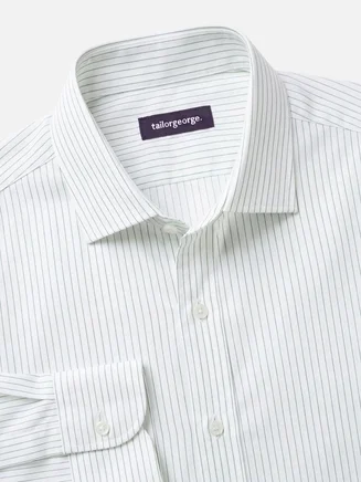 Camicia in popeline a righe verdi facile da stirare