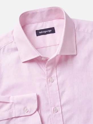 Camicia dobby rosa pallido semplice