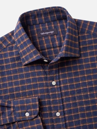 Camicia di flanella spessa a quadri blu navy