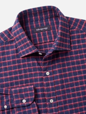 Camicia di flanella spessa blu navy con quadri rossi