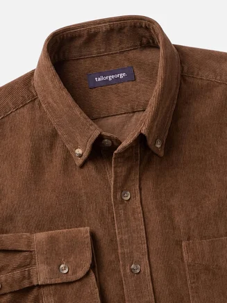 Camicia in velluto a coste spesso color nocciola
