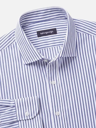 Camicia in popeline a righe blu facile da stirare
