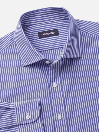 Camicia in popeline a righe blu royal facile da stirare