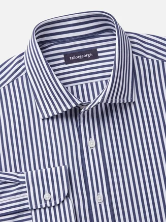 Camicia in popeline a righe blu navy facile da stirare