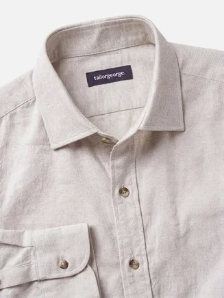Camicia di flanella beige tinta unita