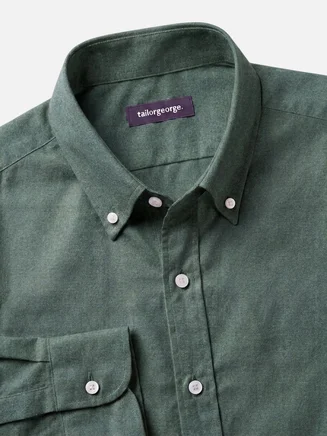 Camicia di flanella verde kaki tinta unita