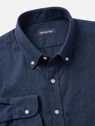Camicia di flanella blu navy tinta unita