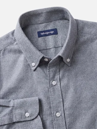 Camicia in flanella grigia tinta unita