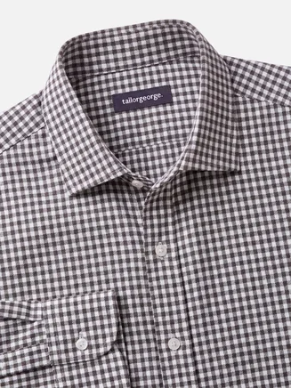 Camicia in flanella con piccoli quadretti marroni