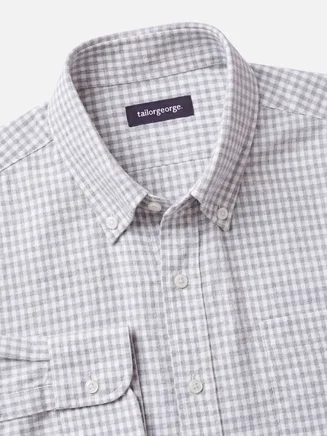 Camicia in flanella con piccoli quadretti grigi
