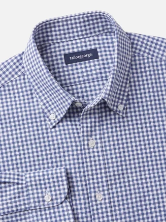 Camicia in flanella con piccoli quadretti blu