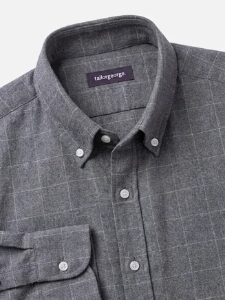 Camicia in flanella con grandi quadretti grigi