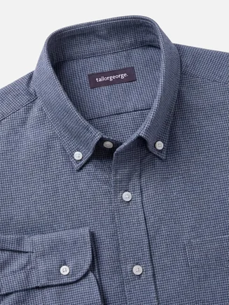 Camicia Flanella mini-plaid blu