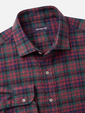 Camicia di flanella spessa in tartan rosso, verde e blu