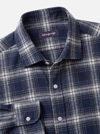 Camicia di flanella spessa blu tartan