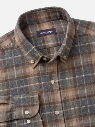 Camicia di flanella spessa marrone tartan