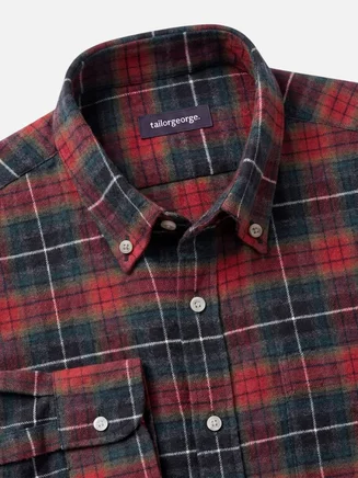 Camicia di flanella spessa in tartan rosso e verde
