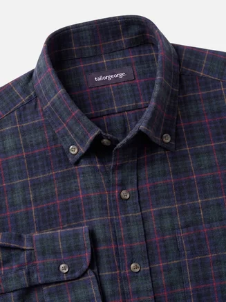 Camicia di flanella spessa in tartan verde e blu