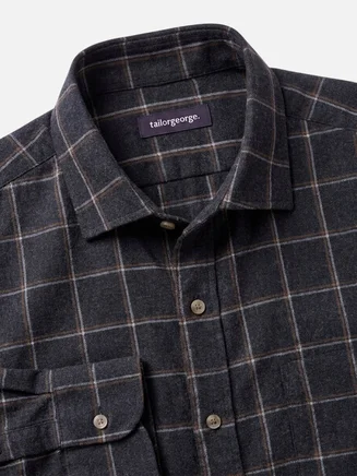 Camicia di flanella a quadri grigio scuro