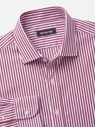 Camicia in twill a righe rosse facile da stirare