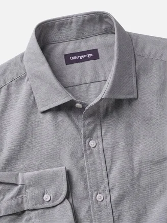 Camicia Oxford sport grigio tinta unita