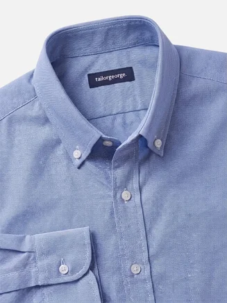Camicia Oxford sport blu tinta unita
