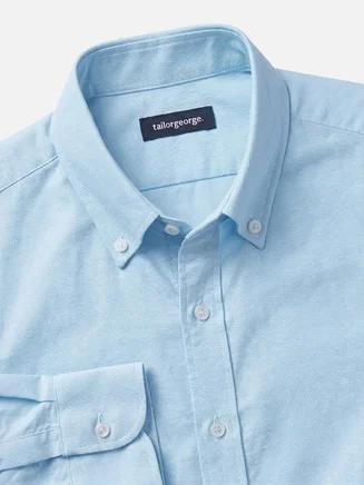 Camicia Oxford tinta unita blu