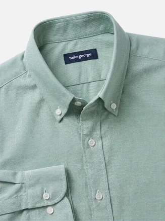 Camicia Oxford sport verde tinta unita
