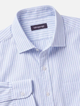 Camicia Oxford a righe azzurro cielo