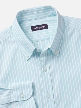 Camicia Oxford a righe turchese