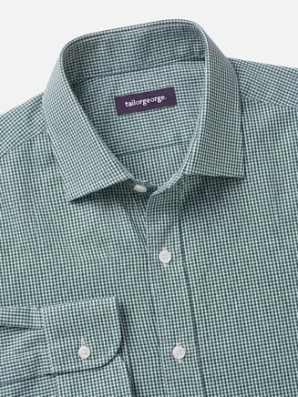 Camicia in twill a quadri verdi