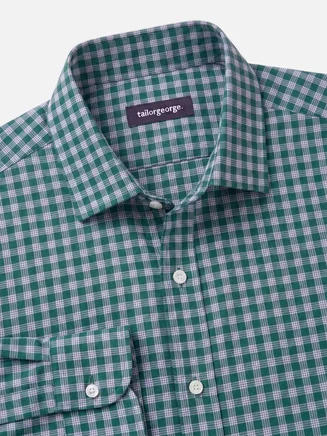 Camicia in twill a quadri verdi