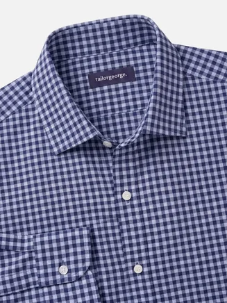 Camicia in twill a quadri blu