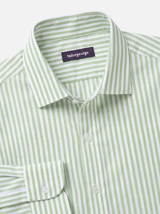 Camicia in popeline a righe verdi